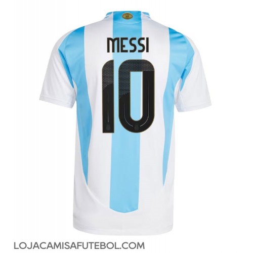 Camisa de Futebol Argentina Lionel Messi #10 Equipamento Principal Copa America 2024 Manga Curta